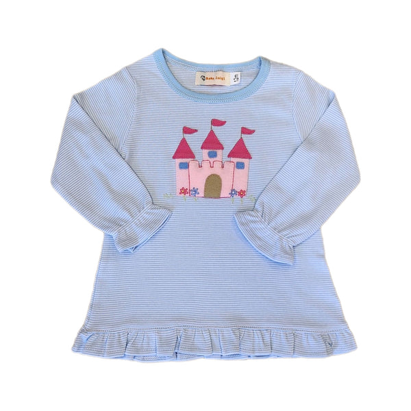 Castle Baby Blue Narrow Stripe Top - Born Childrens Boutique