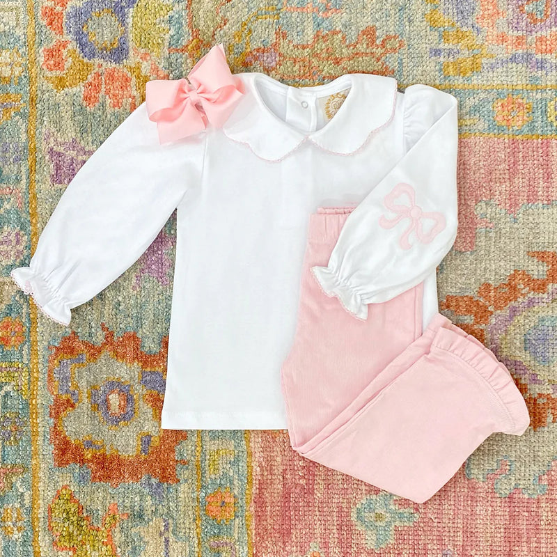 Emma's Elbow Patch Top Worth Avenue White With Palm Beach - Born Childrens Boutique