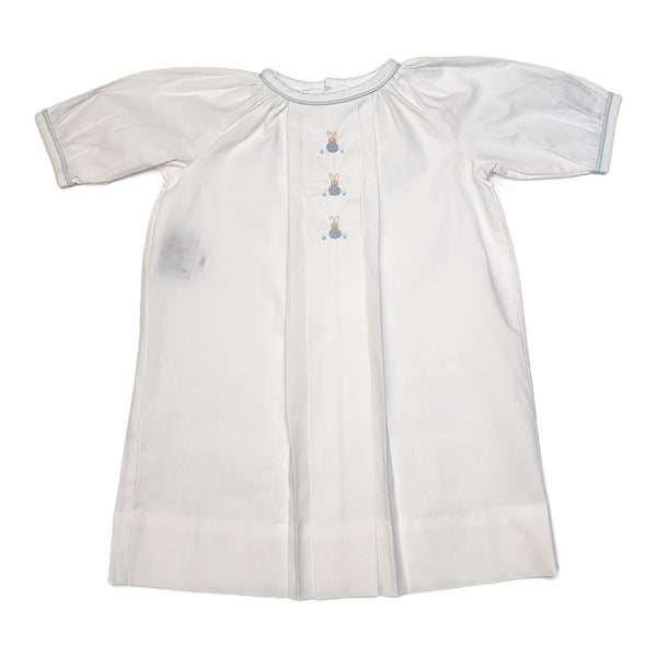 Baby Sen White Hanan Boy Day Gown - Bunnies - Born Childrens Boutique