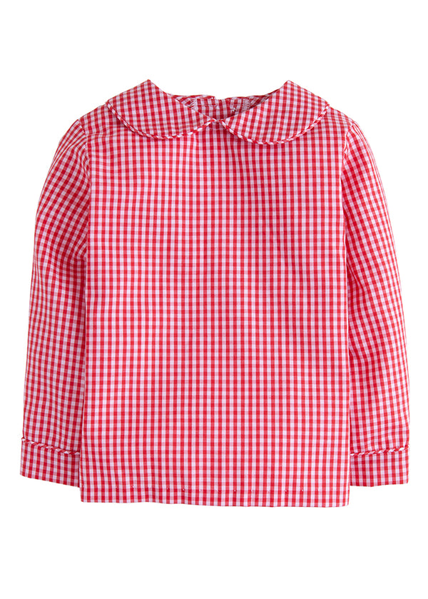 Peter Pan Shirt - Red Gingham - Born Childrens Boutique
