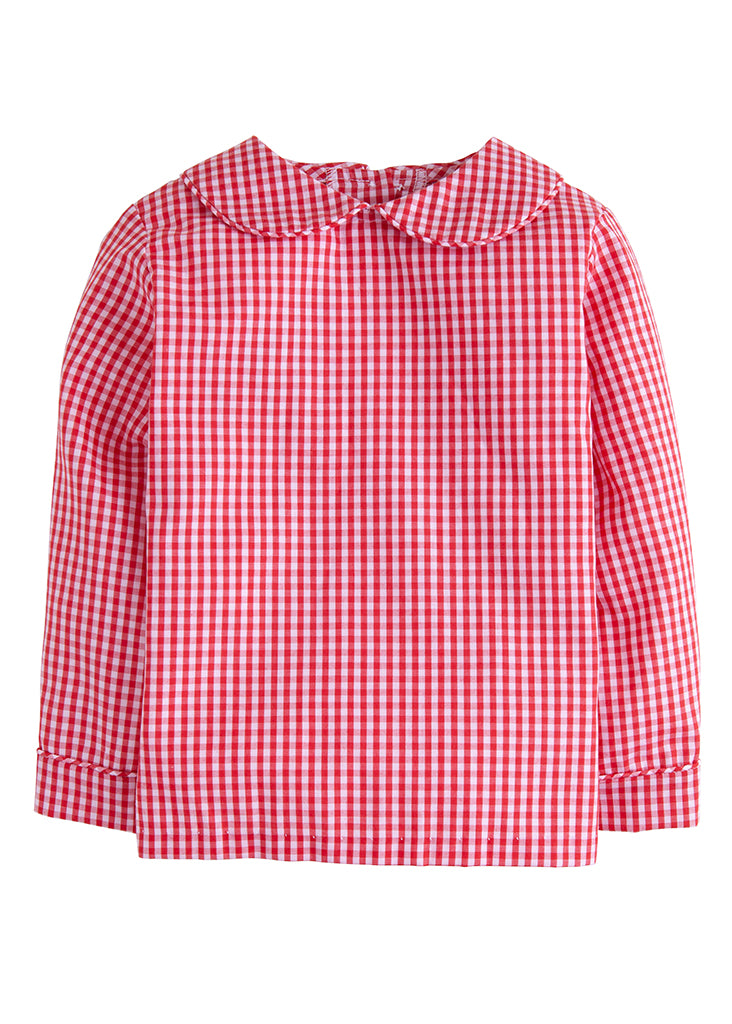 Peter Pan Shirt - Red Gingham - Born Childrens Boutique