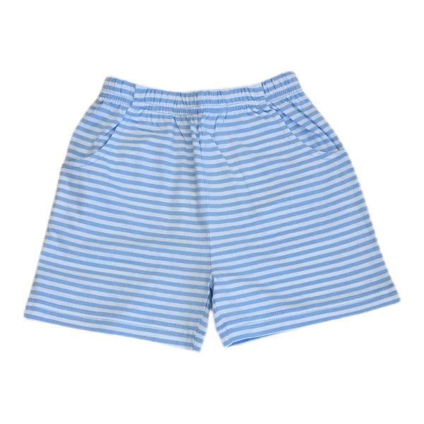 Sky Blue Stripe Front Pocket Shorts - Born Childrens Boutique