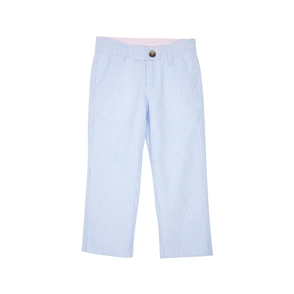 Prep School Pants Breakers Blue Seersucker With Breakers Blue Stork - Born Childrens Boutique