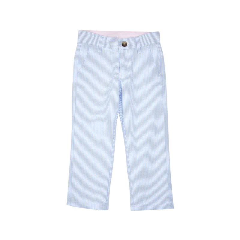 Prep School Pants Breakers Blue Seersucker With Breakers Blue Stork - Born Childrens Boutique