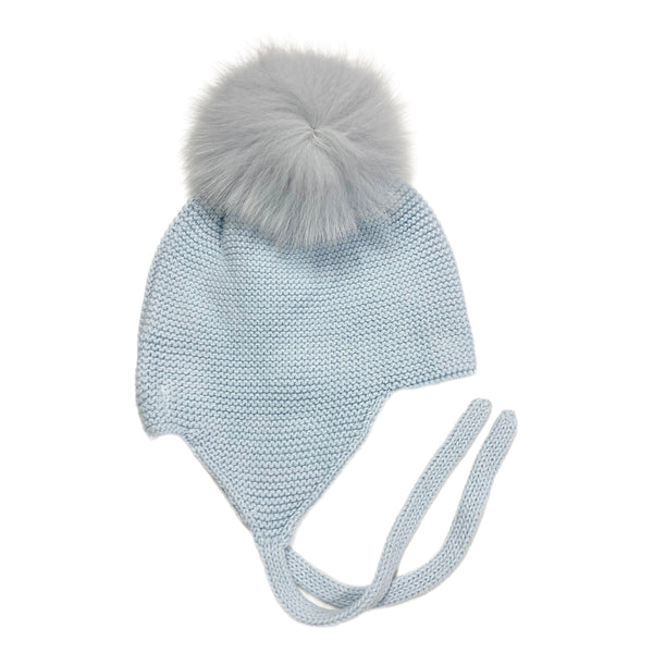 Tie Hat Blue w/ Pom - Born Childrens Boutique