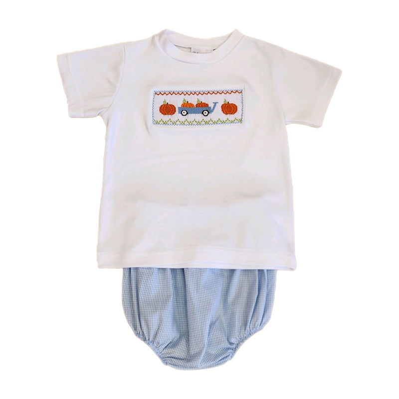 Tom Smocked Pumpkin Boy Bloomer Set - Born Childrens Boutique