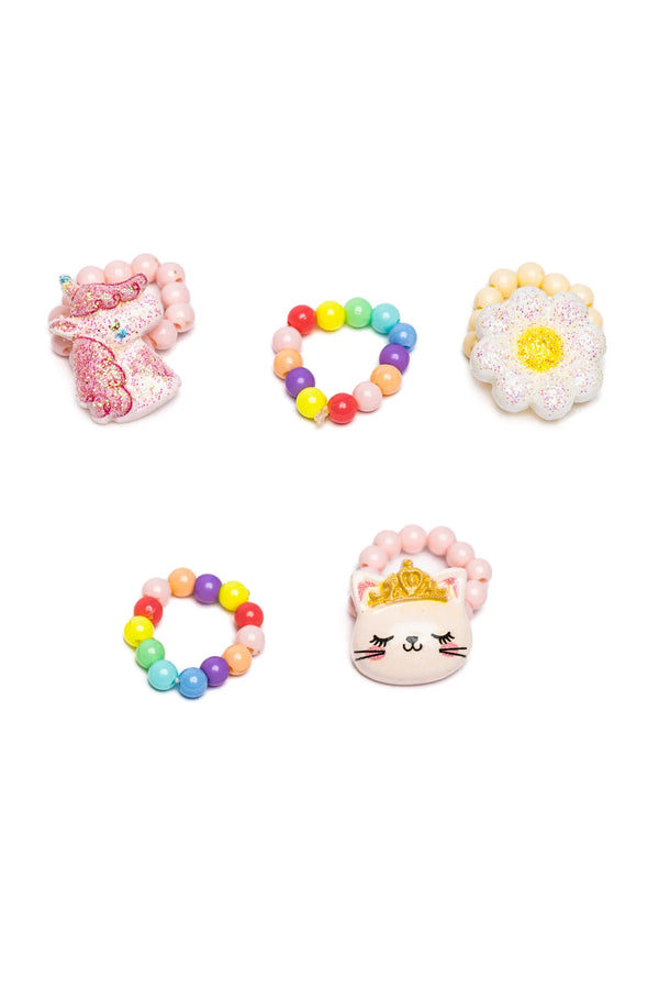 Flower Kitty Unicorn Elastic Ring Set - Born Childrens Boutique