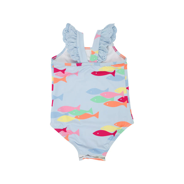 Long Bay Swimsuit French Leave Fishies With Beale Street Blue - Born Childrens Boutique