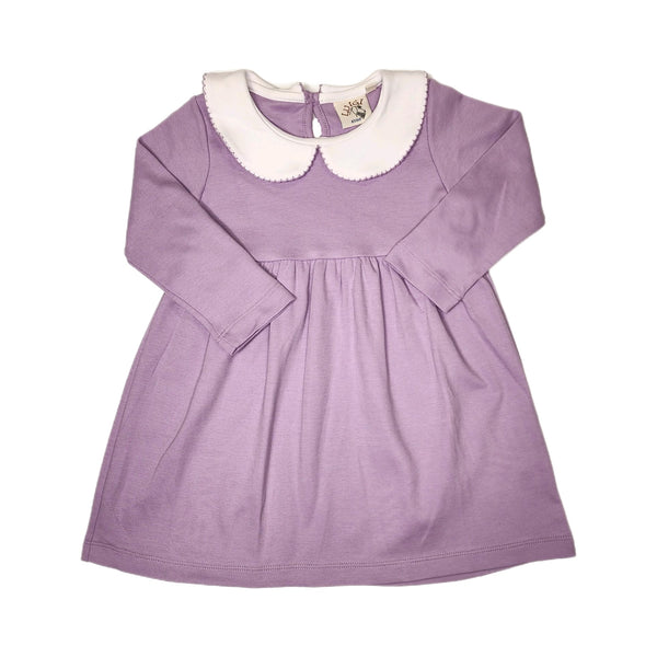LS Gath Bottom Dress Lavender/White - Born Childrens Boutique