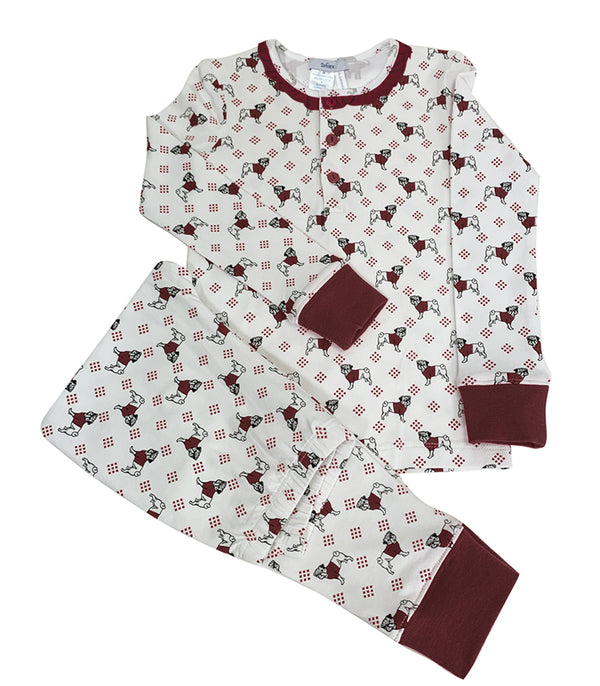 Maroon Bulldog Girl Pajamas Set - Born Childrens Boutique
