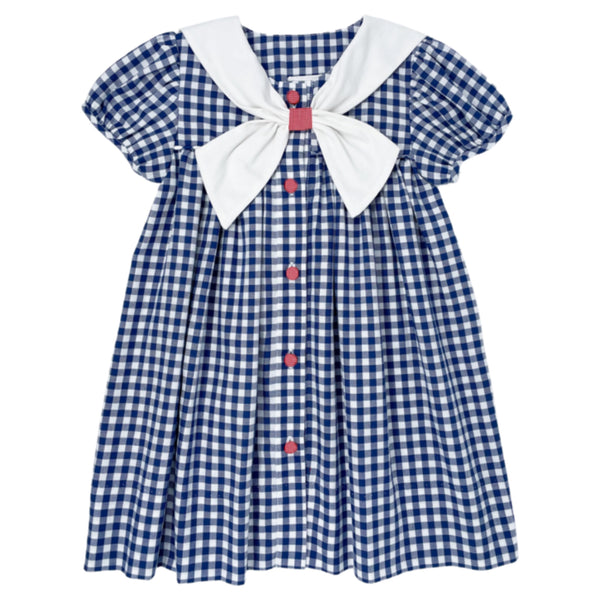 Lullaby Set Saylor Dress - Navy Ging - Born Childrens Boutique