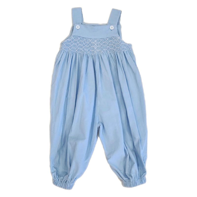 Peggy Green Smocked Longall Baby Blue Cord with White Smocking - Born Childrens Boutique