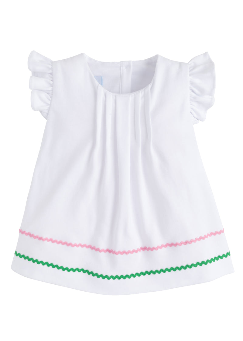 Pleated Flutter Top - White - Born Childrens Boutique