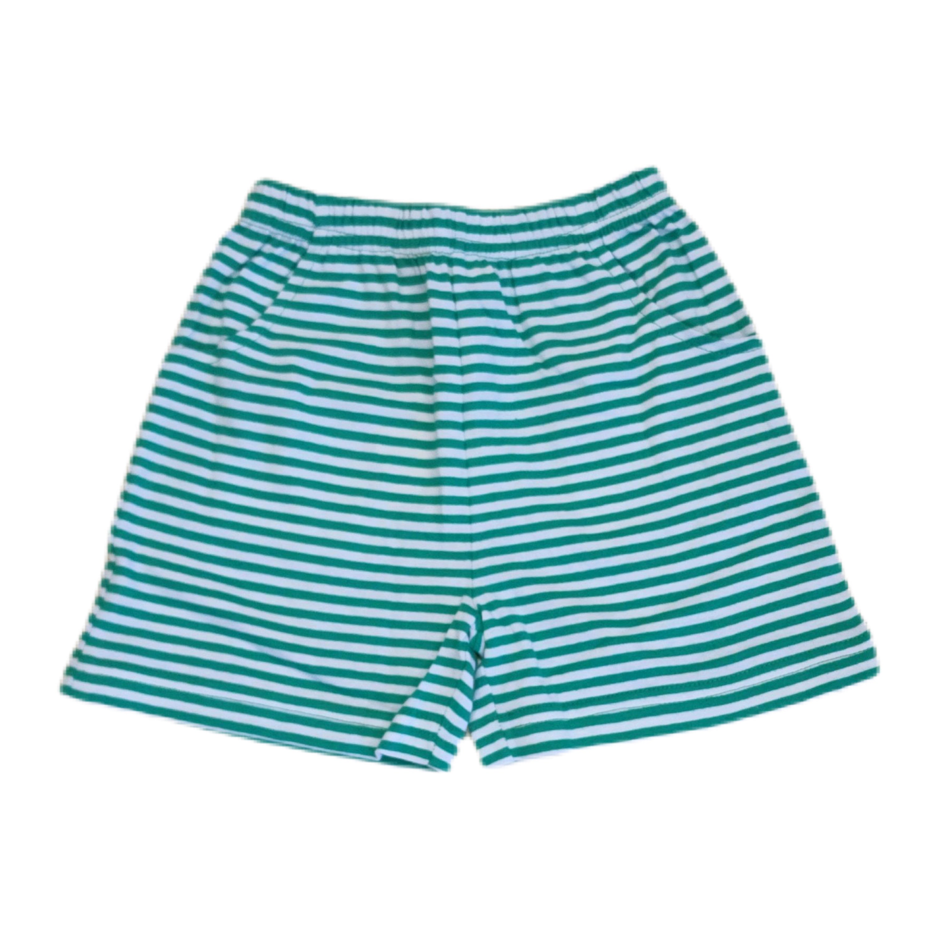 Kelly Green Stripe Front Pocket Shorts - Born Childrens Boutique