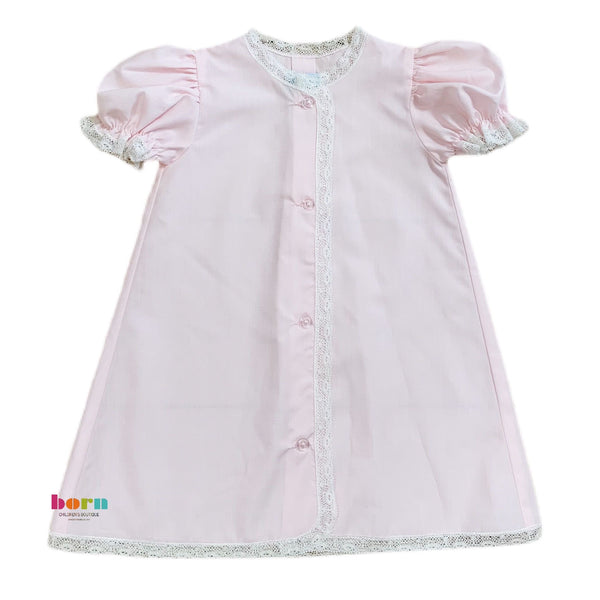 Daygown Pink w/Ecru Lace - Born Childrens Boutique
