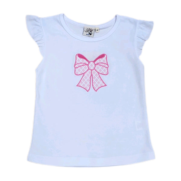 Girl Flutter Sleeve Shirt Bow - Born Childrens Boutique