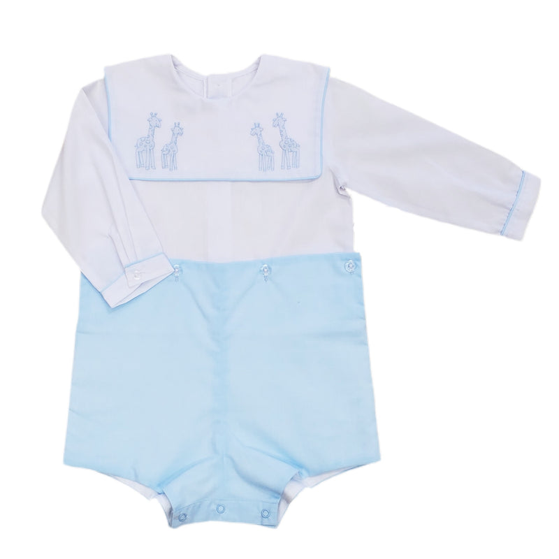 Bodysuit Blue/White Giraffe - Born Childrens Boutique