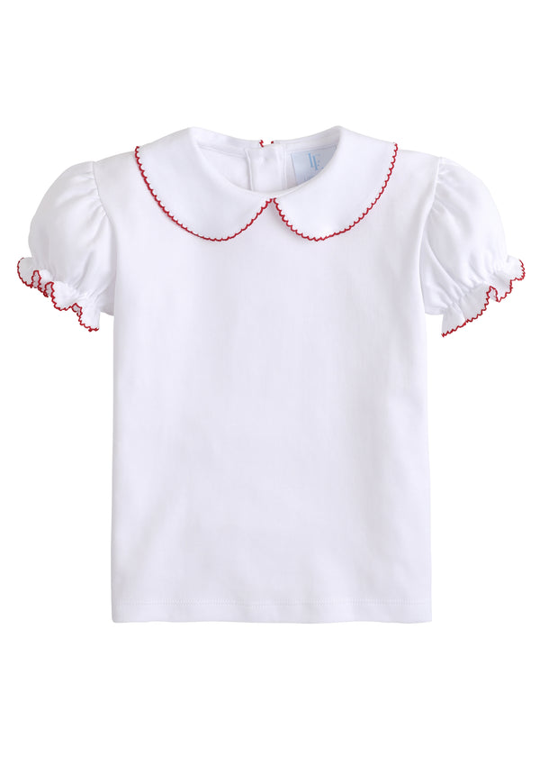 Girls Peter Pan Blouse - Red - Born Childrens Boutique