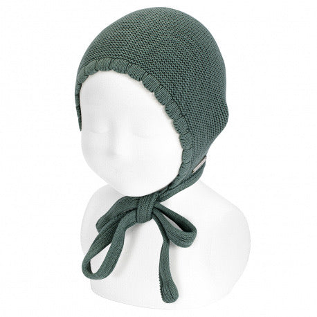 Garter Stitch Bonnet Green - Born Childrens Boutique
