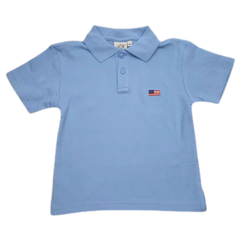 Boy American Flag Emb SS Polo - Born Childrens Boutique
