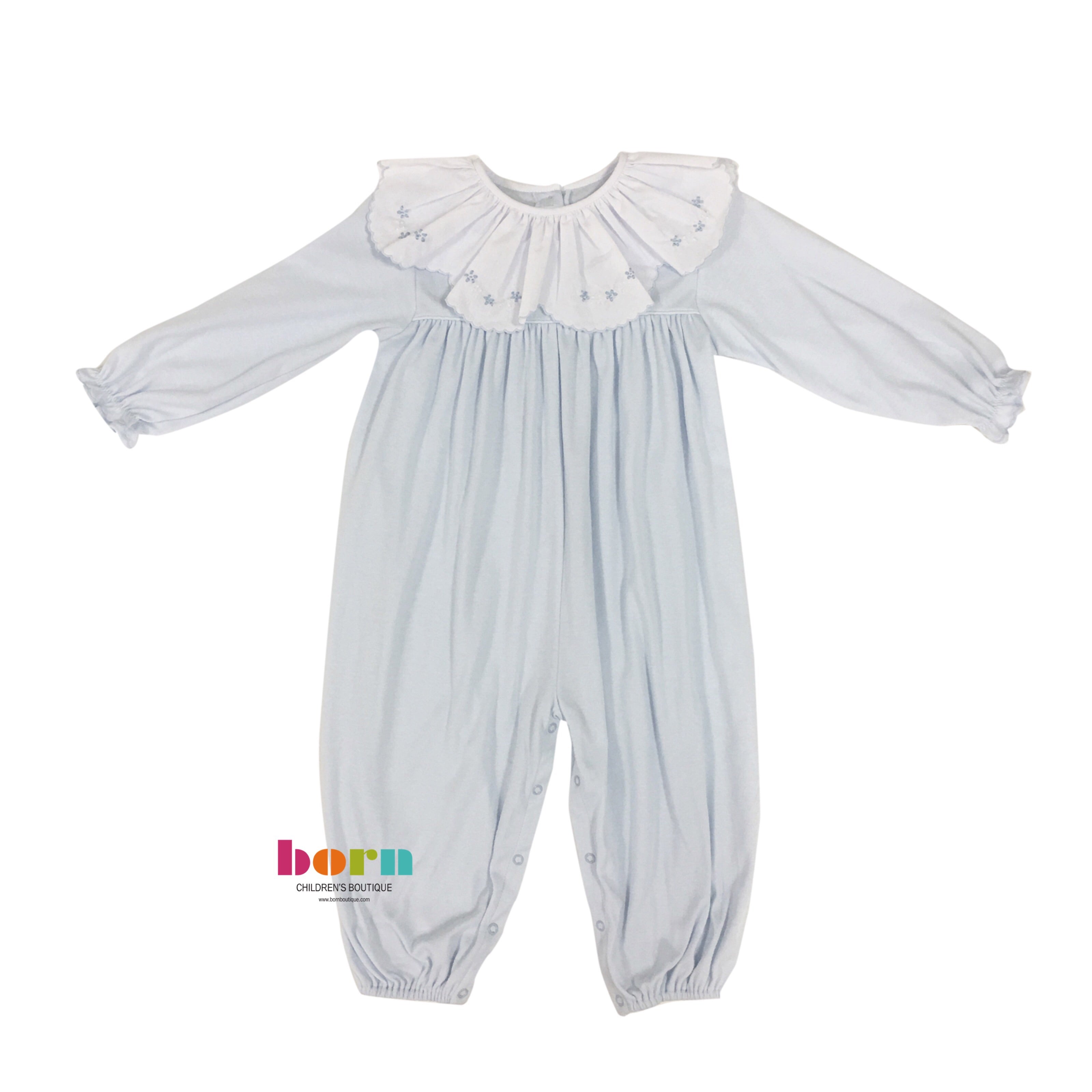 Knit Longall Blue Satin Flower - Born Childrens Boutique