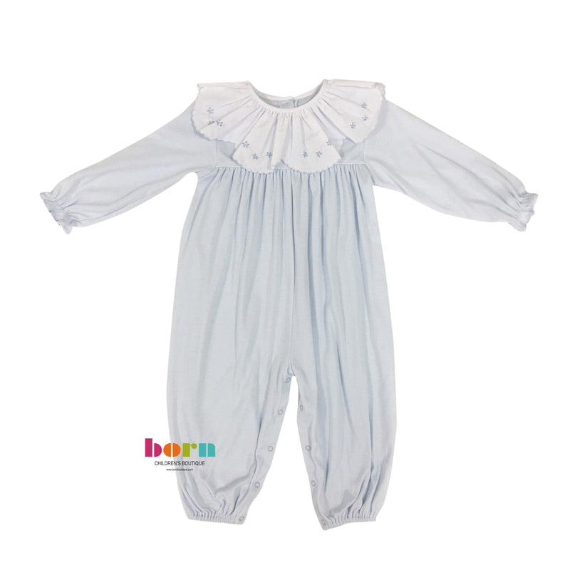 Knit Longall Blue Satin Flower - Born Childrens Boutique