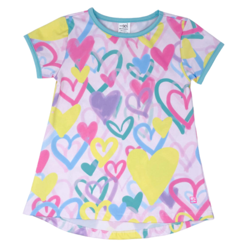Pre-Order Set Athleisure Bridget Basic T - Heart/Turq - Born Childrens Boutique