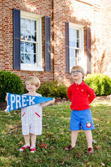 Long Sleeve Prim & Proper Polo Richmond Red With Worth Avenue White Stork - Born Childrens Boutique