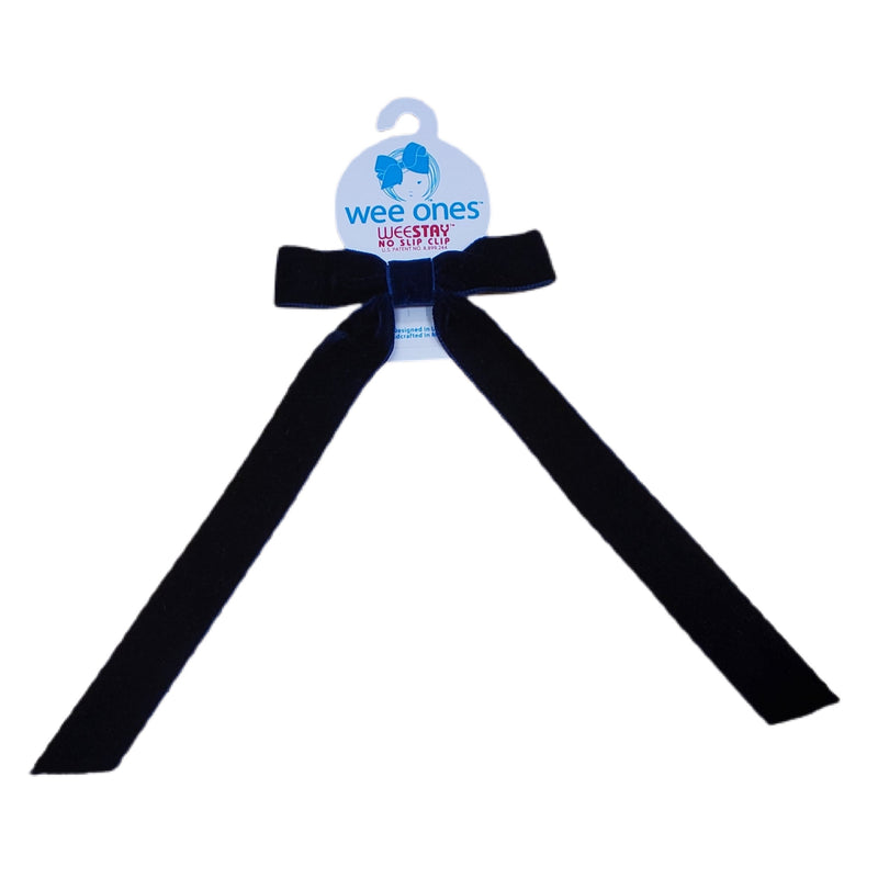 Wee Ones Navy Velvet Bow with Tail - Born Childrens Boutique