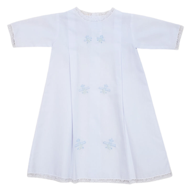 Day Gown White/Blue Planes - Born Childrens Boutique