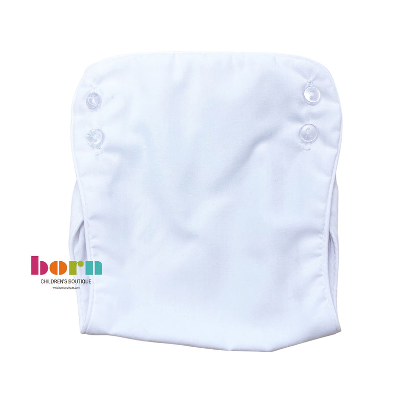 Piped Newborn Diaper Cover White - Born Childrens Boutique