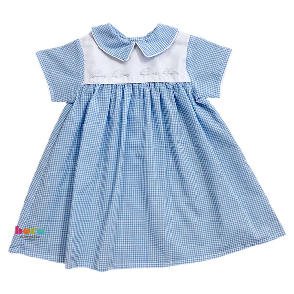 Day Gown, Blue Check Cars - Born Childrens Boutique
