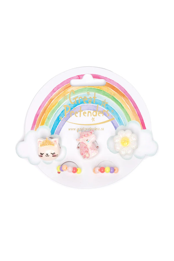 Flower Kitty Unicorn Elastic Ring Set - Born Childrens Boutique