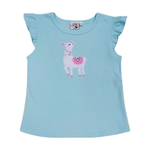 Girl Flutter Sleeve Shirt Llama - Born Childrens Boutique