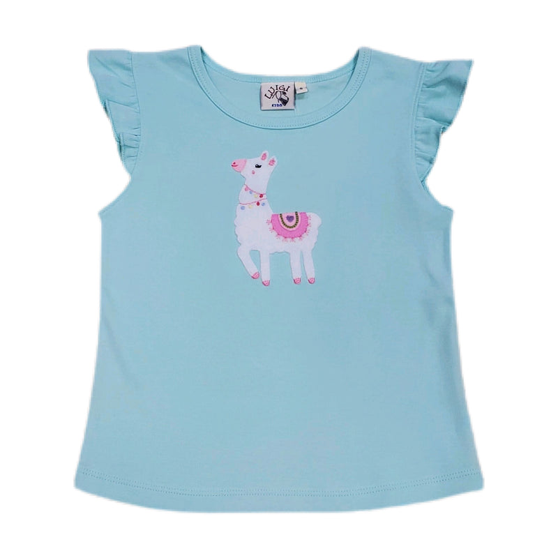 Girl Flutter Sleeve Shirt Llama - Born Childrens Boutique