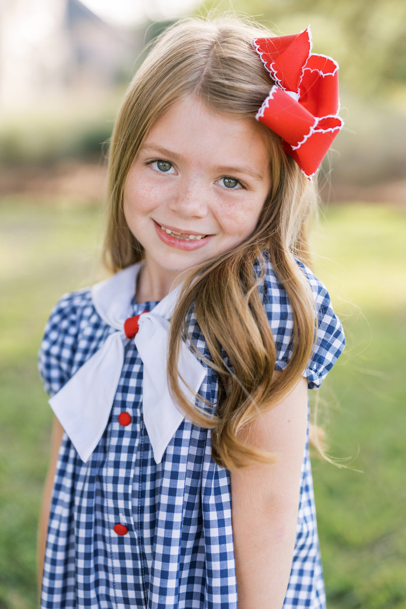 Lullaby Set Saylor Dress - Navy Ging - Born Childrens Boutique