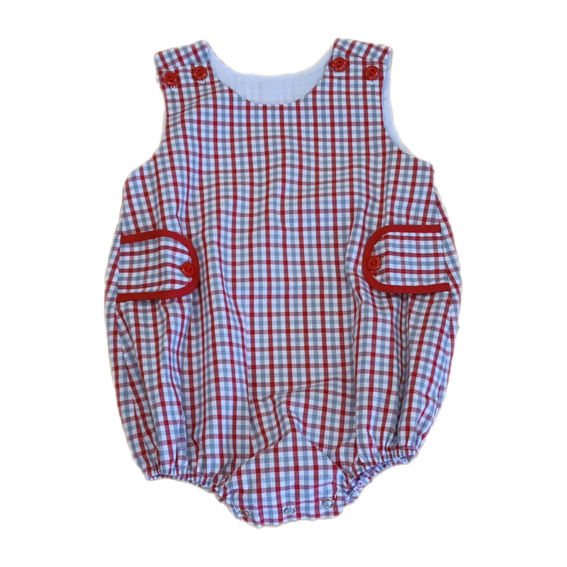 Red/Grey Paid Tab Boy Bubble - Born Childrens Boutique