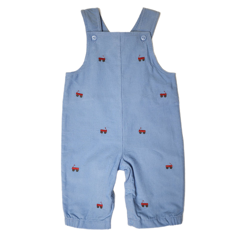 Cord Long Romper Wagons/ Sky Blue - Born Childrens Boutique