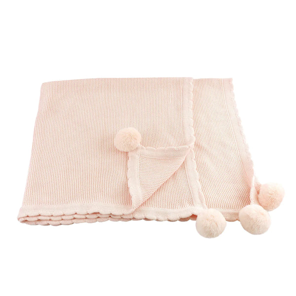 Pom Pom Blanket Blush Pink - Born Childrens Boutique
