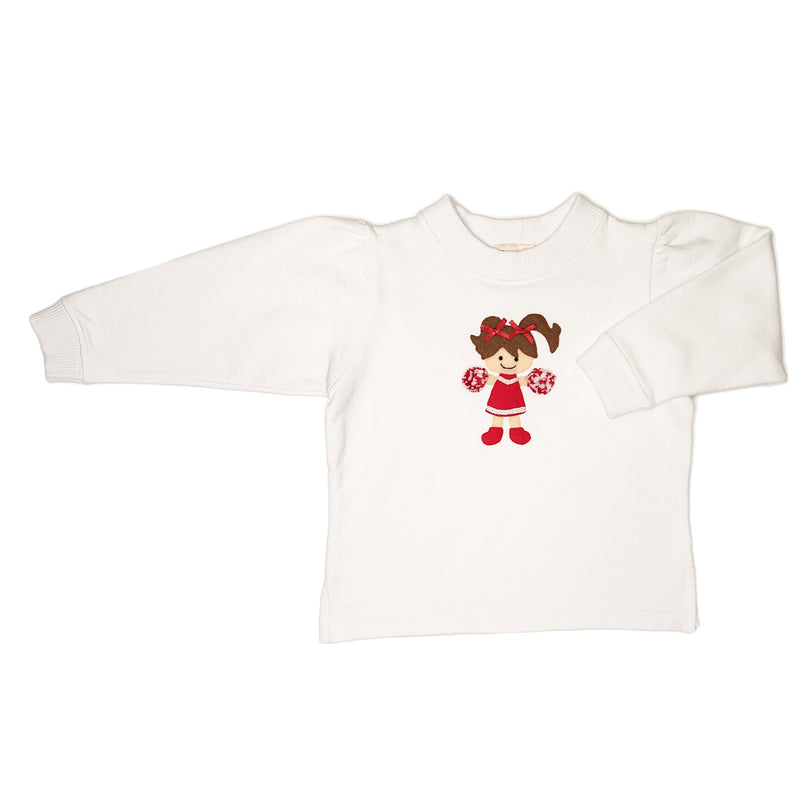 Girl Deep Red Cheerleader Sweatshirt - Born Childrens Boutique