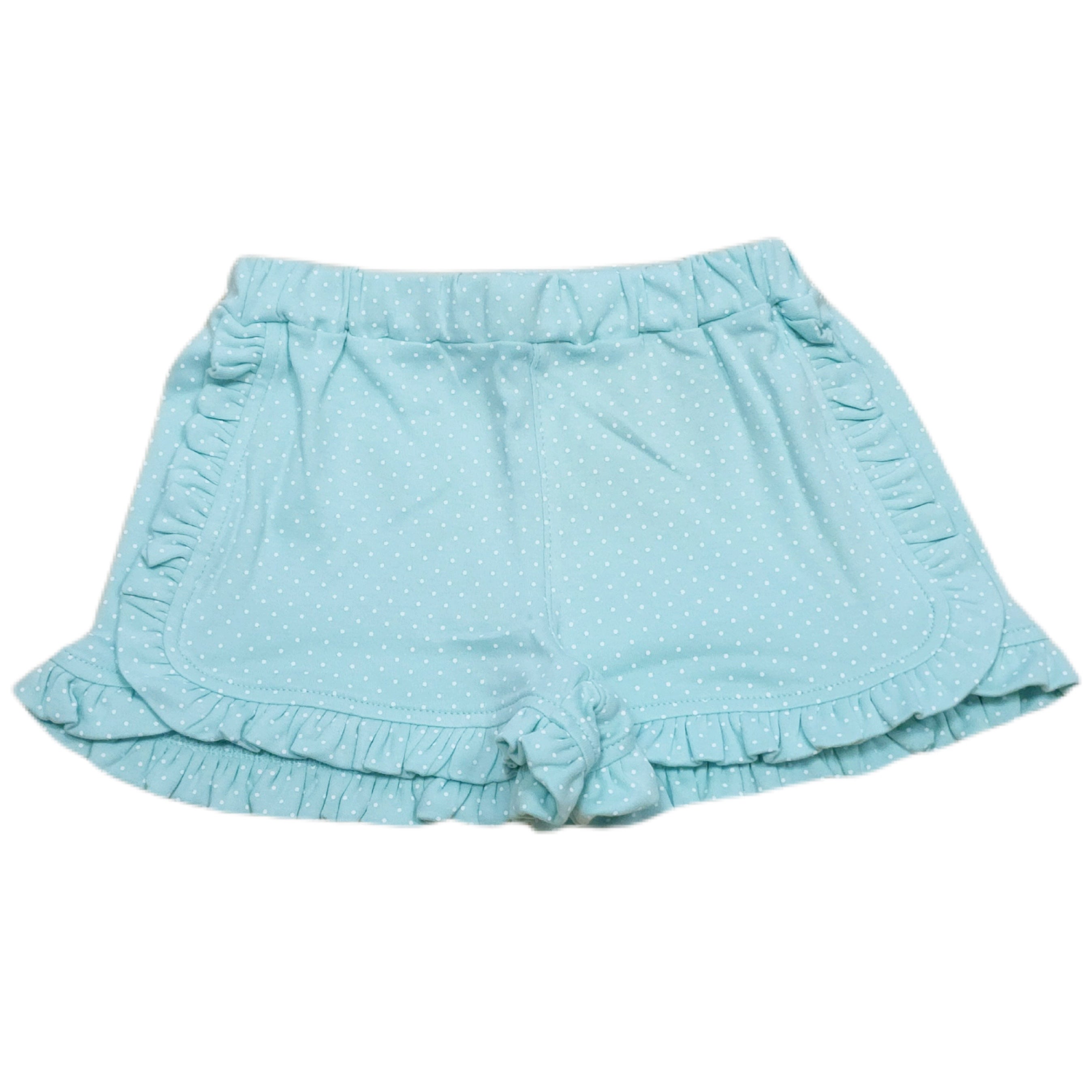 Girl Short Round Trim Lt.Jade Polka Dot - Born Childrens Boutique