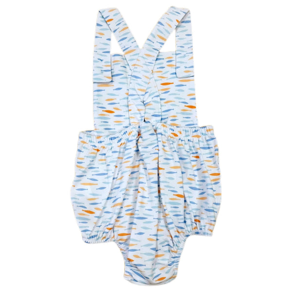 Fish Print Knit Strap Boy Bubble - Born Childrens Boutique