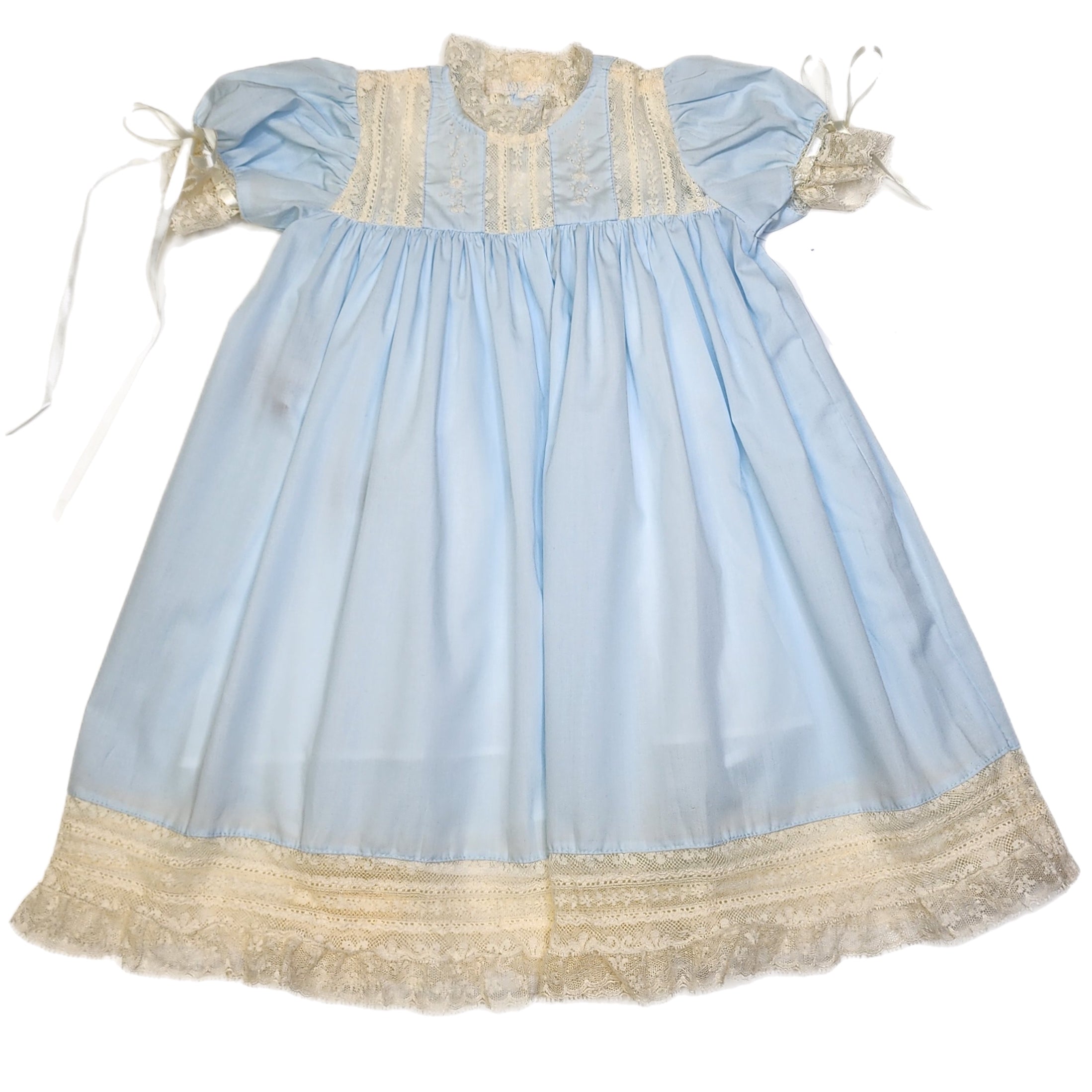 Phoenix & Ren Blue Sarabeth Dress with Ecru Lace - Born Childrens Boutique