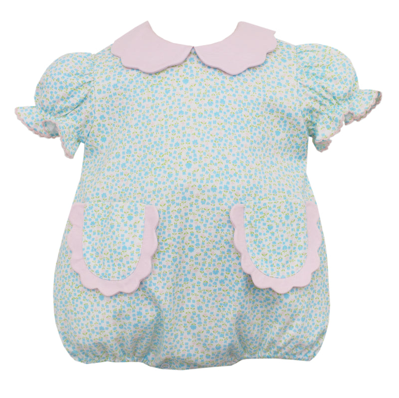 Vilma - Turquoise & Pink Floral Bubble - Born Childrens Boutique