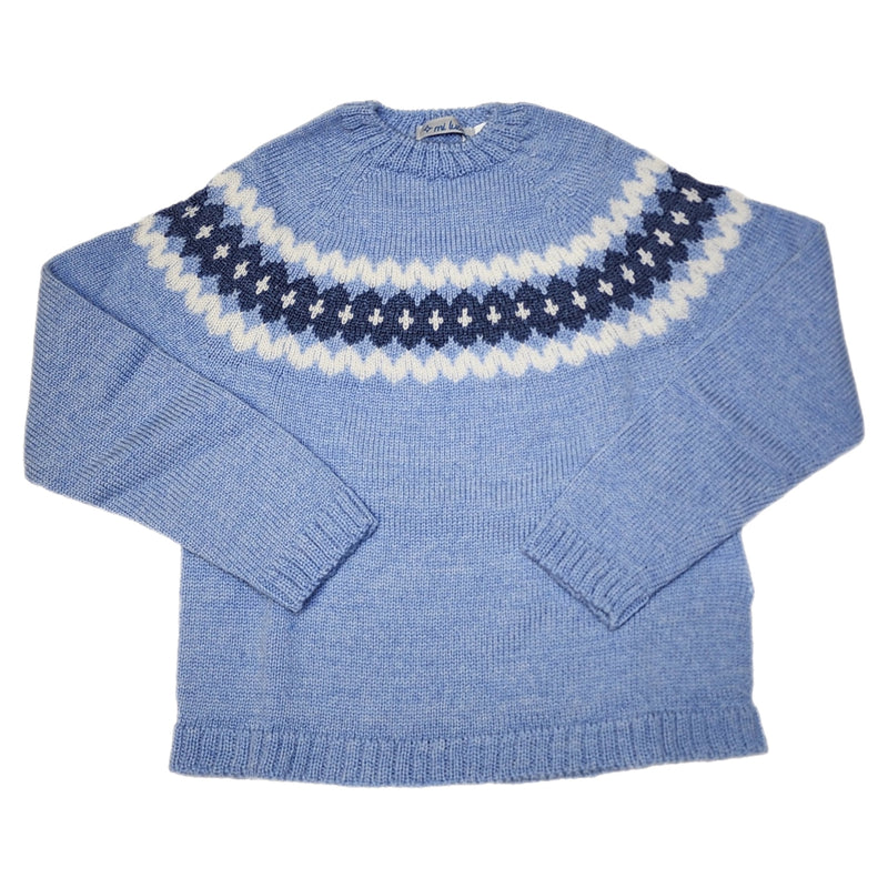Fair Isle Light Blue/Ivory/Dark Blue Sweater - Born Childrens Boutique