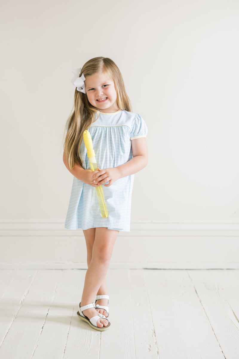 Lullaby Set Mother May I Dress - Blue Stripe - Born Childrens Boutique