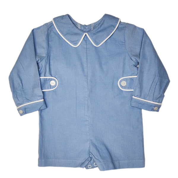 Baby Blue Cord Williams Romper - Born Childrens Boutique