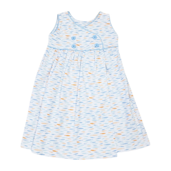 Fish Print Button Back Dress - Born Childrens Boutique