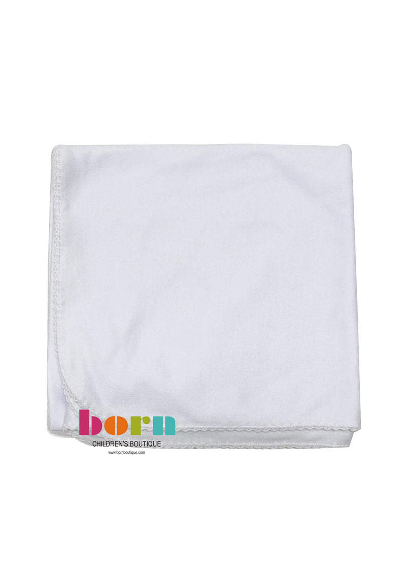 White Blanket with Crochet Edge - Born Childrens Boutique