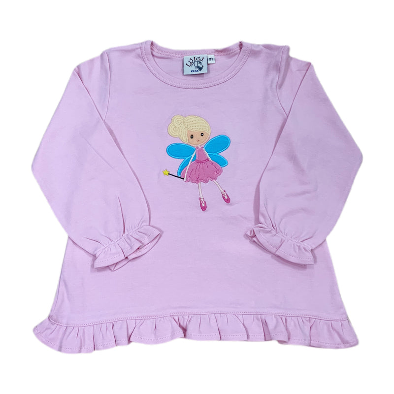 Long Sleeve Girl Top Fairy Lt Pink - Born Childrens Boutique